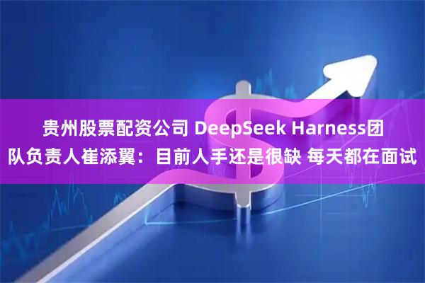 贵州股票配资公司 DeepSeek Harness团队负责人崔添翼：目前人手还是很缺 每天都在面试